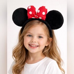 Disney TOKYO RESORT. Girls Minnie Mouse Headband in Black with Red Polka Dot Bow